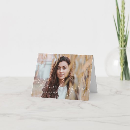 Grad Script Graduate Photo thank you card_snow サンキューカード (正面)