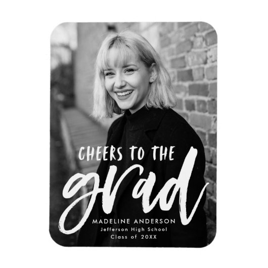 Grad Script Photo Graduationへの応援 マグネット (縦)
