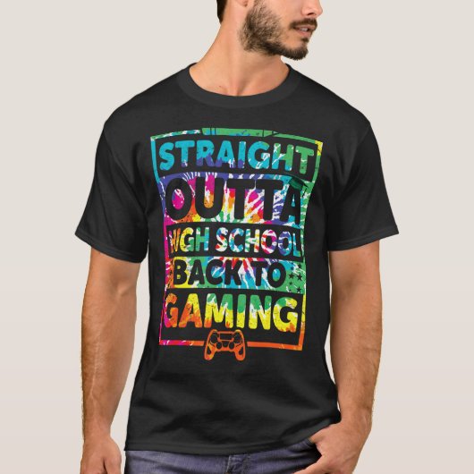 Grad Straight Outta High School Gaming Video Gamer Tシャツ (正面)