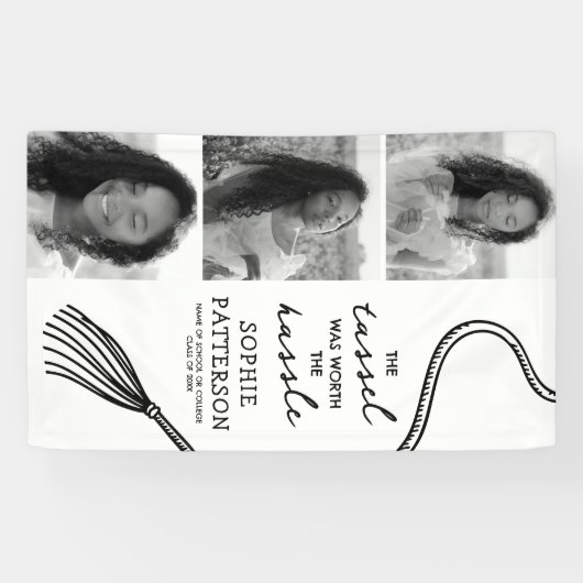 Grad Tassel 3写真卒業 横断幕 (横)