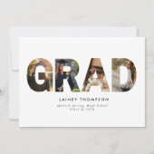 GRAD Typography 4 Image Graduation Announcement 招待状 (正面)