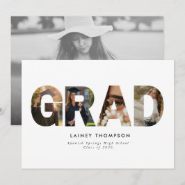 GRAD Typography 4 Image Graduation Announcement 招待状
