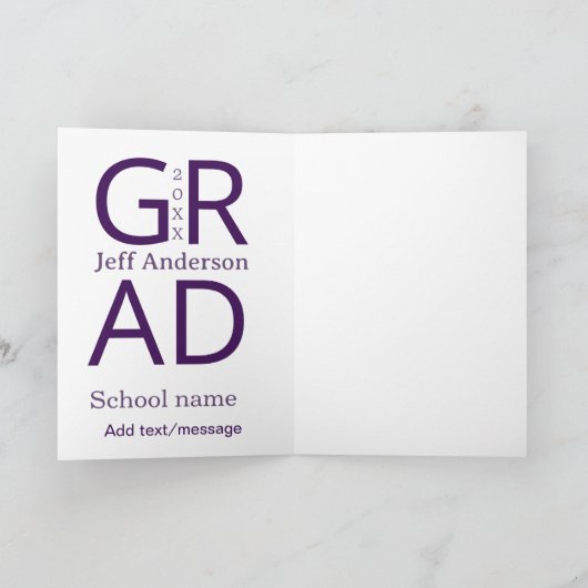 Grad typography modern graduation simple minimal c カード (内部)