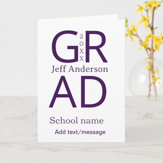 Grad typography modern graduation simple minimal c カード (黄色い花)