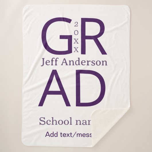 Grad typography modern graduation simple minimal c シェルパブランケット (正面)