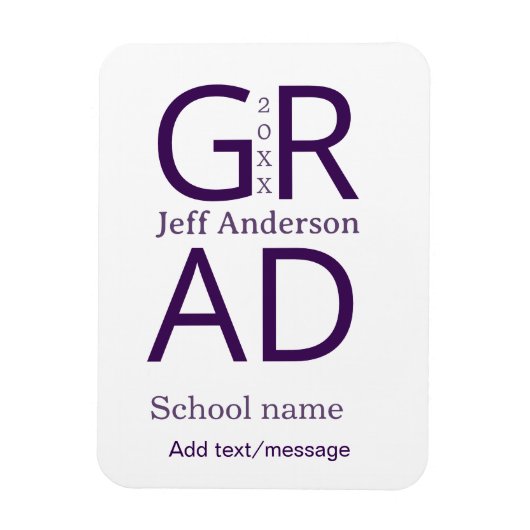Grad typography modern graduation simple minimal c マグネット (縦)