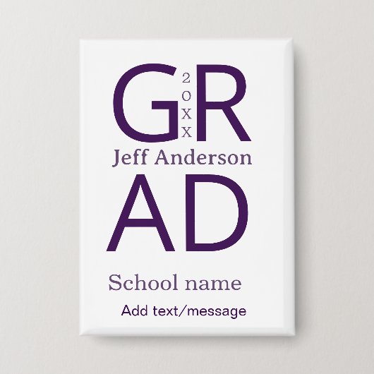 Grad typography modern graduation simple minimal c 缶バッジ (正面)