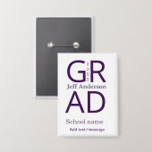 Grad typography modern graduation simple minimal c 缶バッジ (正面/裏面)