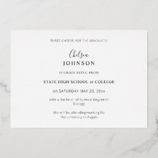 Grad U 数々の 6 Photo Foil卒業発表 箔招待状 (裏面)