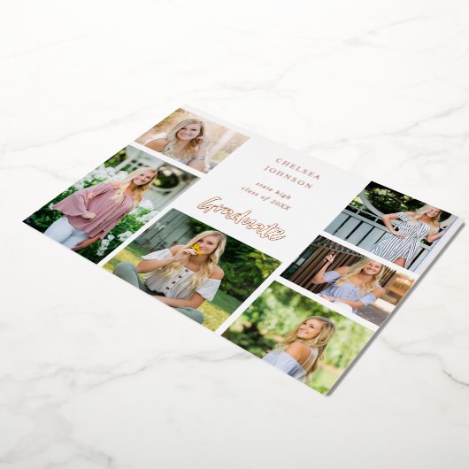 Grad U 数々の 6 Photo Foil卒業発表 箔招待状 (回転した状態)