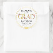 Grad Waterカラーフローラ卒業ありがとう ラウンドシール (バッグ)