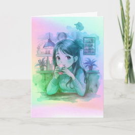 Gradient Coffee Lover Folded Greeting Card カード