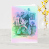 Gradient Coffee Lover Folded Greeting Card カード (黄色い花)