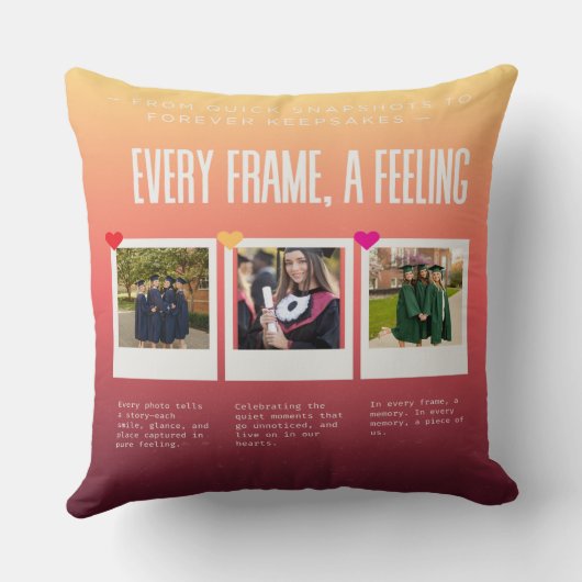 Gradient Color Graduation Memories Collage クッション (裏面)