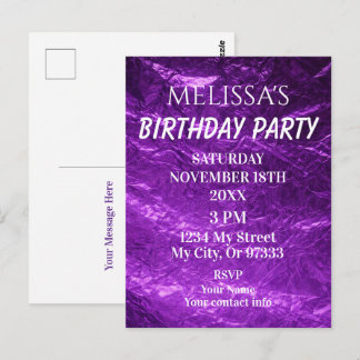 Gradient Deep Purple Birthday Invitation ポストカード
