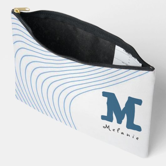 Gradient dynamic curve Abstract minimal Monogram アクセサリーポーチ (見開き)