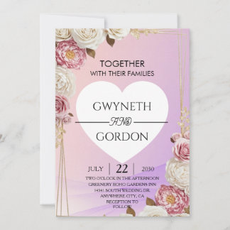 Gradient Floral Wedding Invitation 招待状