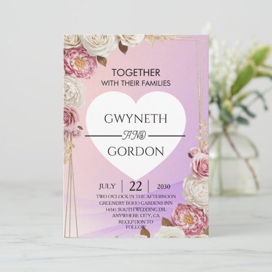 Gradient Floral Wedding Invitation 招待状 (スタンド正面)