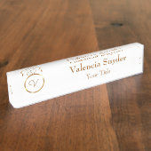 Gradient gold circle custom business logo デスクネームプレート (側面)