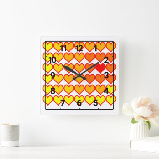 Gradient heart pattern スクエア壁時計 (ホーム)