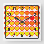 Gradient heart pattern スクエア壁時計 (正面)