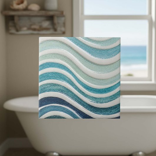 Gradient Ocean Waves Coastal Pattern ID1197 タイル