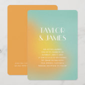Gradient Orange Turquoise QR Code Modern Wedding 招待状 (正面/裏面)