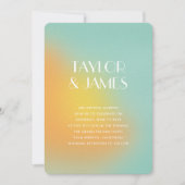 Gradient Orange Turquoise QR Code Modern Wedding 招待状 (正面)