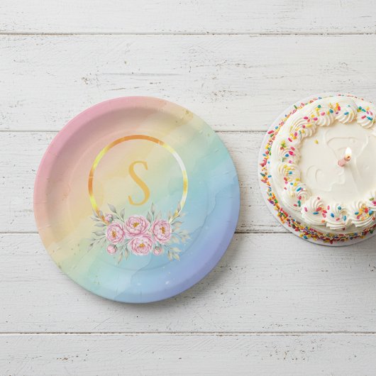 gradient party watercolor pink Paper Plates ペーパープレート
