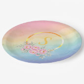 gradient party watercolor pink Paper Plates ペーパープレート (アングル)