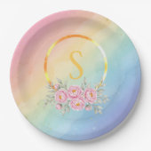 gradient party watercolor pink Paper Plates ペーパープレート (正面)