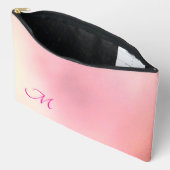Gradient Pastel Pink Can Edit Initial アクセサリーポーチ (見開き)
