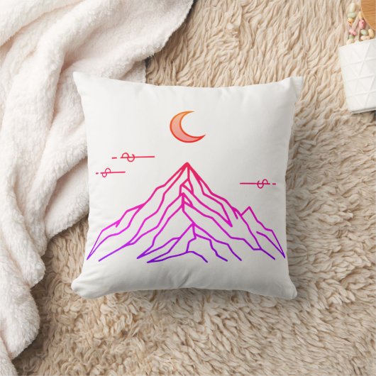 Gradient Pillow “Vivid Peaks & Moon” クッション (ブランケット)
