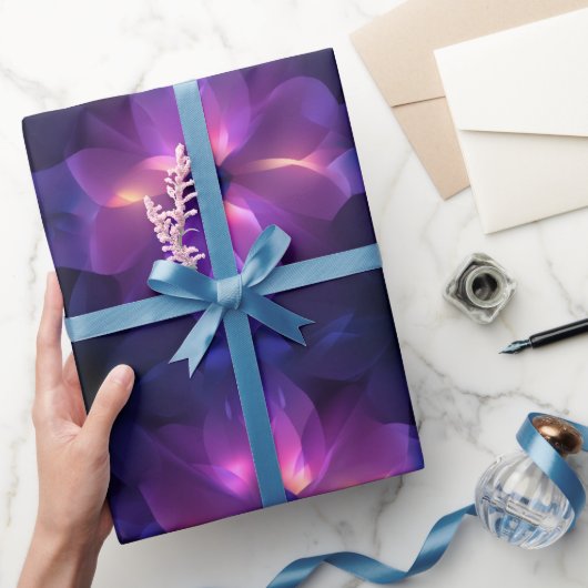 Gradient Purple Pink Fusion Dark Abstract Pattern ラッピングペーパー (ギフト)