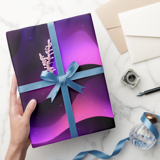 Gradient Purple Pink Fusion Dark Abstract Pattern ラッピングペーパー (ギフト)