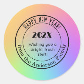 Gradient Rainbow 3-in Happy New Year Round Sticker ラウンドシール (正面)