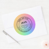 Gradient Rainbow 3-in Happy New Year Round Sticker ラウンドシール (封筒)