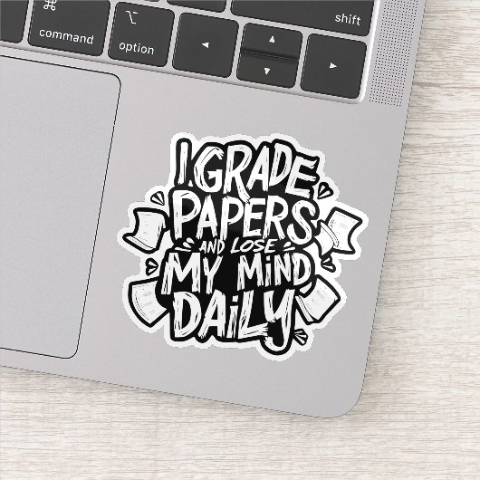Grading Papers Daily Losing Mind Teacher Humor シール (詳細)