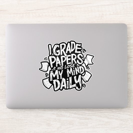 Grading Papers Daily Losing Mind Teacher Humor シール (コンピューター)