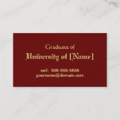 Graduatationの名前および接触カード コーリングカード (裏面)