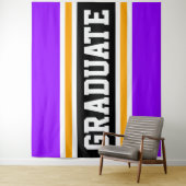 GRADUATE 楽しい 明るい 紫 黒 オレンジ ストライプ タペストリー (インサイチュ)