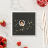 Graduate 2026 Photo Frame on Black スタンダードカクテルナプキン (インサイチュ)
