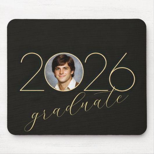 Graduate 2026 Photo Frame on Black マウスパッド (正面)