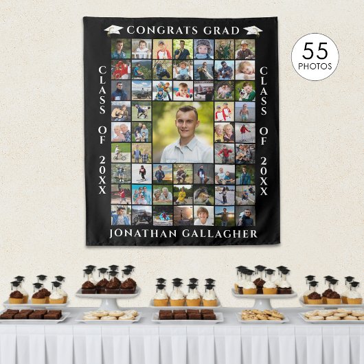 Graduate 55 Photo Collage Congrats Grad タペストリー