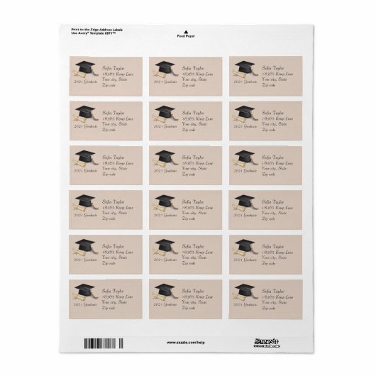 Graduate Address Label ラベル (フルシート)