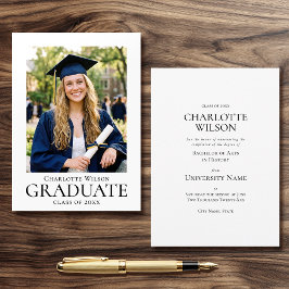 Graduate Announcement Card Photo Formal Simple 案内状