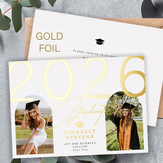 Graduate arch photo elegant 2026 graduation 箔招待状