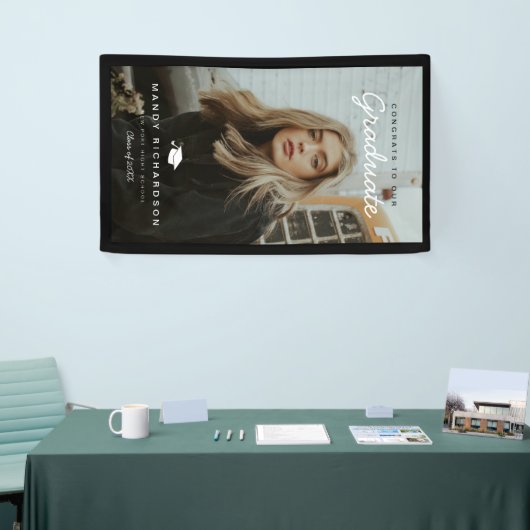 Graduate Black Bannerへの完全な写真おめでとう 横断幕 (トレードショー)