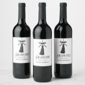 Graduate Black Bow Tassel Graduation Favors ワインラベル (ボトル)