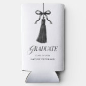 Graduate Black Bow Tassel Graduation Gift  スリム缶クーラー (裏面)